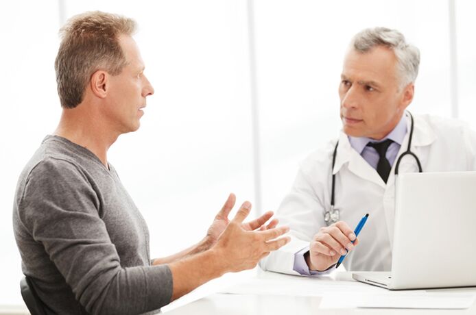 Man with chronic prostatitis at the doctor's office. 