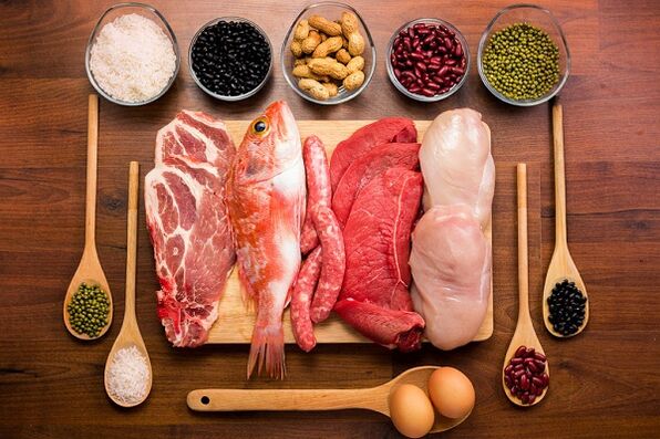 Meat and fish products are shown with prostatitis